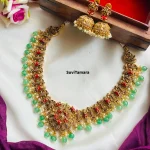 Coral Stone Green Beaded Necklace