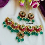 Jadau Kundan Green Beaded Choker -  Readytoship