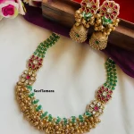 Gold Balls Sugar Green Beaded Necklace