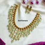 Sea Green Beaded Guttapusalu Pearl Necklace