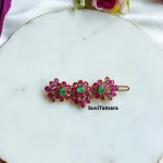 Floral Ruby Green Hair Clip