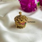 Ruby Floral AD Stone Kumkum Box