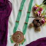 Pure Kemp Green Beaded Round Pendant Haram