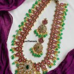 Kemp Floral Green Onyx Beads Kundan Haram