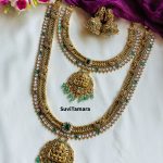 Kemp Green Beaded Lakshmi Peacock Bridal Set