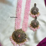 3 Layer Pink Bead Victorian Diamond Haram