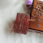 Maroon Golden Stone Glass Bangles