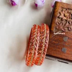 Peach Modern Leaf Kada Bangles - Pair