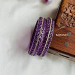 Purple Modern Leaf Kada Glass Bangle - Pair