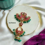 Dual Peacock Jadau Kundan Hair Accessory