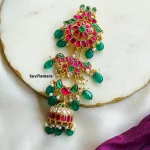 Floral Peacock Jadau Kundan Hair Accessory