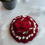 Maroon Rose Jasmine White Pollen Hair Bun Accessory