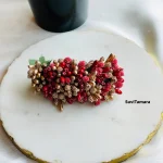 Artificial Golden Burgundy Pollen Hair Clip