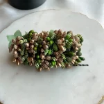 Artificial Golden Dark Green Pollen Hair Clip