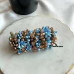 Artificial Golden Light Blue Pollen Hair Clip