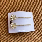 Floral Pearl CZ Stone Hair Pin - Pair