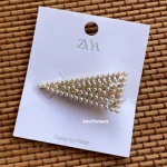 Triangular Shape Pearl Bead Hair Clip