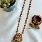 Green Bead Jadau Kundan Lakshmi Haram