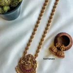 Ruby Jadau Kundan Lakshmi Floral Haram