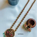 Green Bead Jadau Kundan Floral Lakshmi Haram