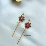 Flower Ruby White Jadau Kundan Ear Cuff