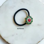 Green Flower Jadau Kundan Hair Band