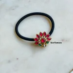 Jadau Kundan Ruby Lotus Hair Band