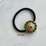 Jadau Kundan Green Gold Pendant Hair Band